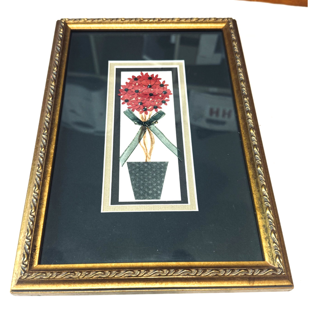 Pam Cook Topiary Art Print Gold Framed Greeting Card Forest Green Burgundy